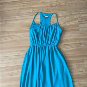 Teal strapped maxi dress w/ ruffled bottom - XS
